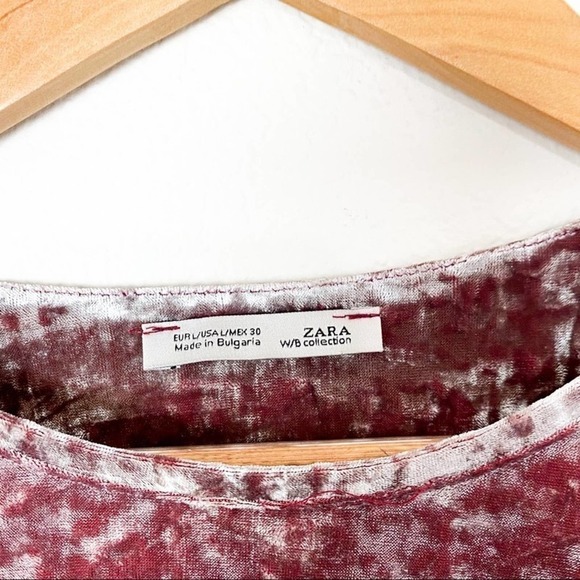 Zara W/B Collection Metallic Red Velvet Crop Top L Large - Picture 5 of 8